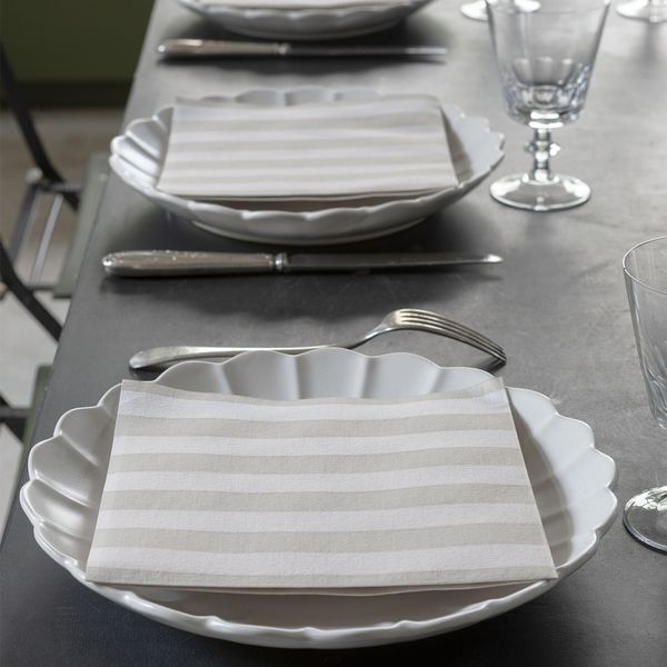 FRANCOISE PAVIOT | SERVIETTER STRIPETE GR&Aring;/BRUN 